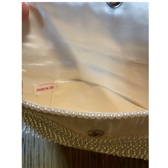 Vintage 50's 60's White Beaded Clutch Evening Bag Pearl Embellished Handbag Y2K - Picture 5 of 8